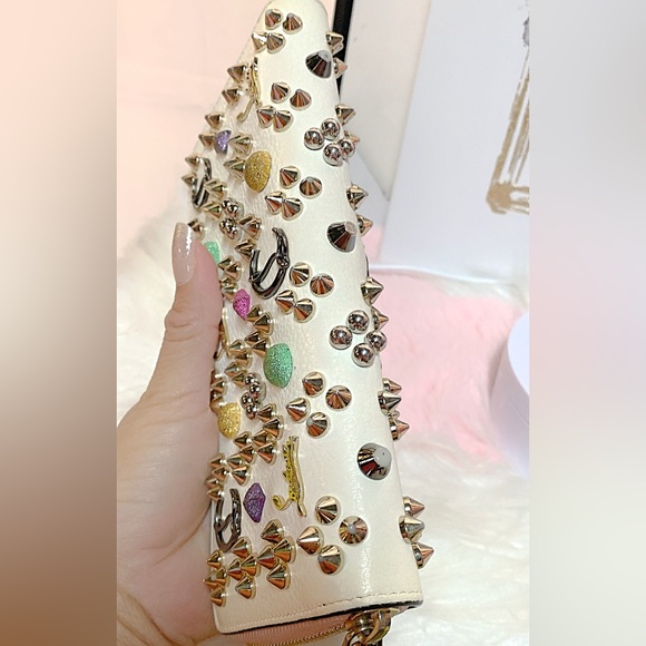 Christian Louboutin White and Gold Studded Wallet - Picture 6 of 16